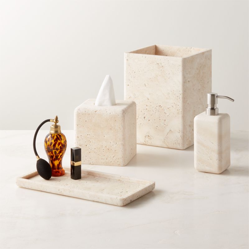 Pierce Travertine Bath Accessories | CB2