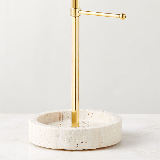 Pierce Travertine and Brass Jewelry Tower