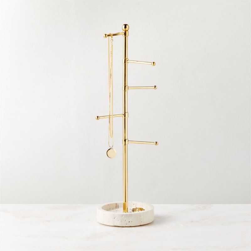 Pierce Travertine and Brass Jewelry Tower - image 1 of 6