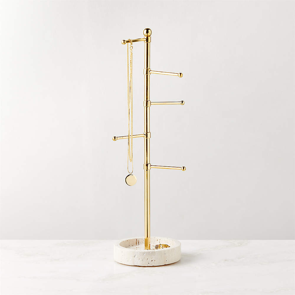 Pierce Travertine and Brass Jewelry Tower + Reviews