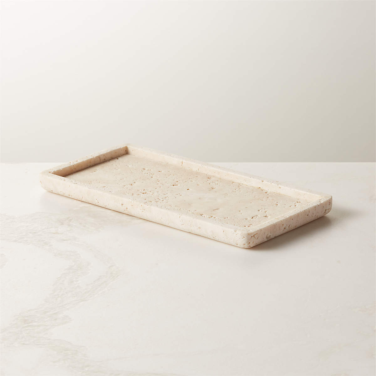 Pierce Travertine Vanity Tray + Reviews | CB2