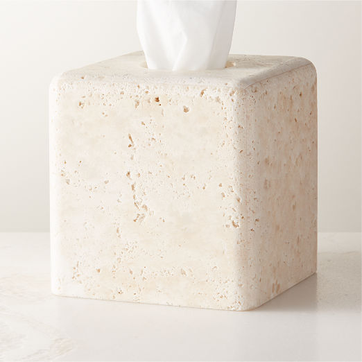 Pierce Travertine Tissue Box Cover