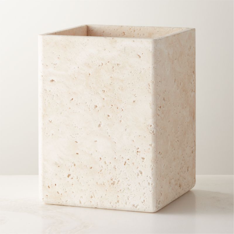 Pierce Travertine Wastebasket - image 0 of 5