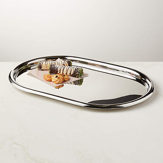 Piero Oval Polished Stainless Steel Serving Tray by Gianfranco Frattini