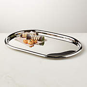 Piero Oval Polished Stainless Steel Serving Tray by Gianfranco Frattini + Reviews | CB2