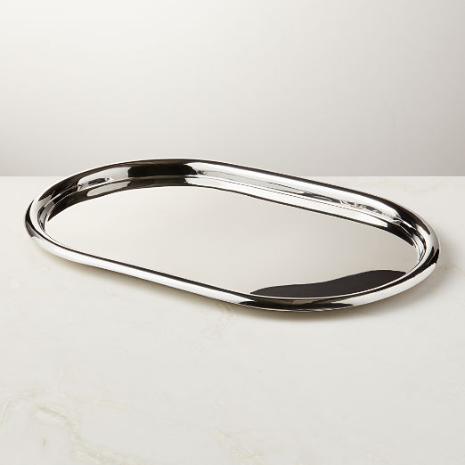 Piero Oval Polished Stainless Steel Serving Tray by Gianfranco Frattini