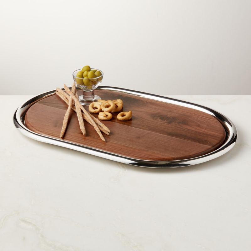 Piero Oval Polished Stainless Steel Serving Tray by Gianfranco