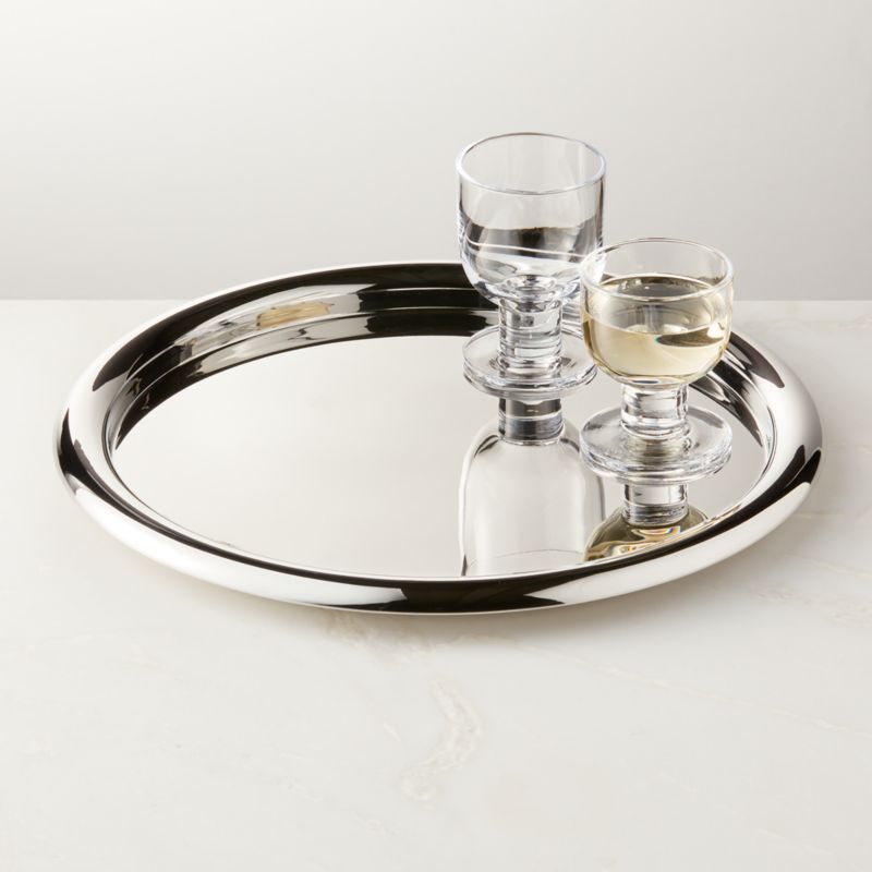 View Piero Round Polished Stainless Steel Serving Tray by Gianfranco Frattini details