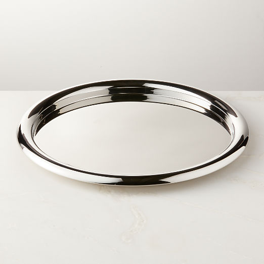 Piero Round Polished Stainless Steel Serving Tray