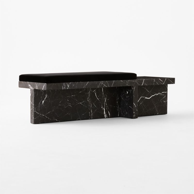 Pierre Black Marble Bench with Velvet Cushion - image 7 of 9