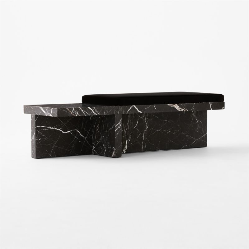 Pierre Black Marble Bench with Velvet Cushion - image 5 of 9