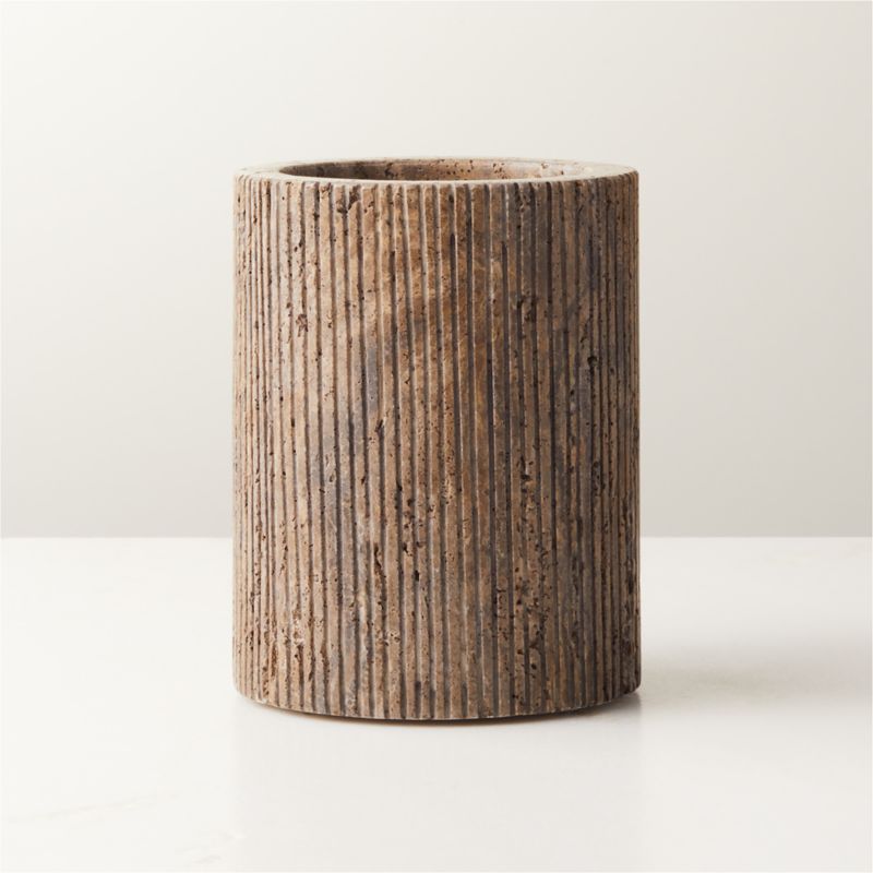View Pietra Grey Travertine Pillar Candle Holder Small details