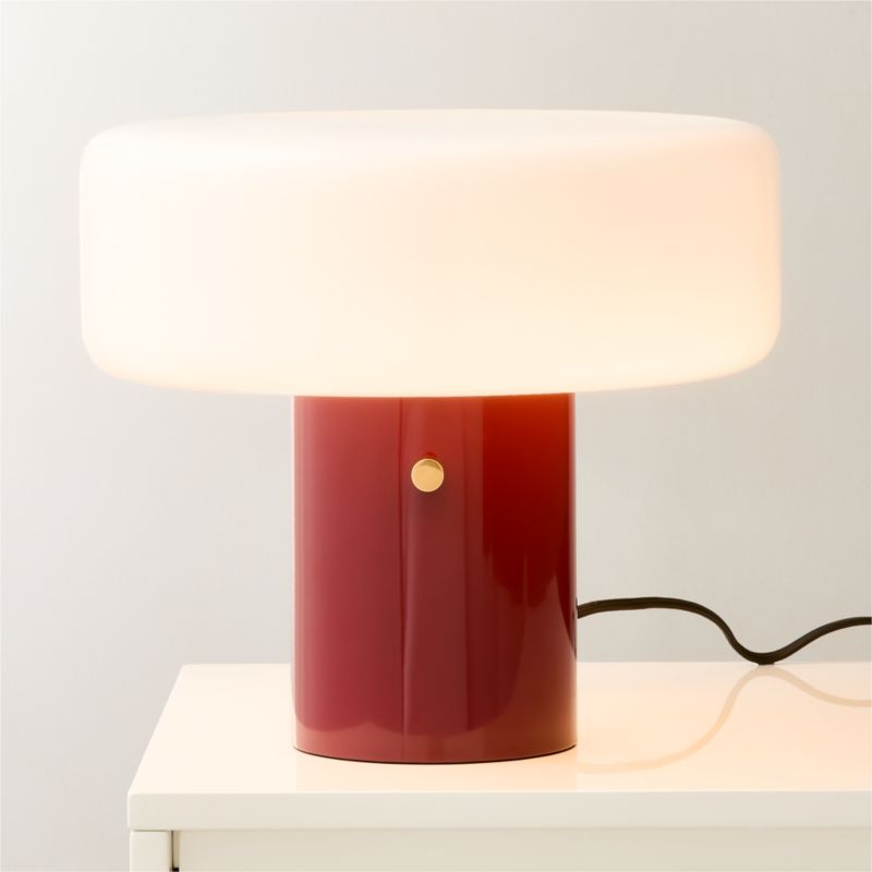 Pill High Gloss Oxblood Red Iron Table Lamp with Glass Shade by Bill Curry - image 0 of 11