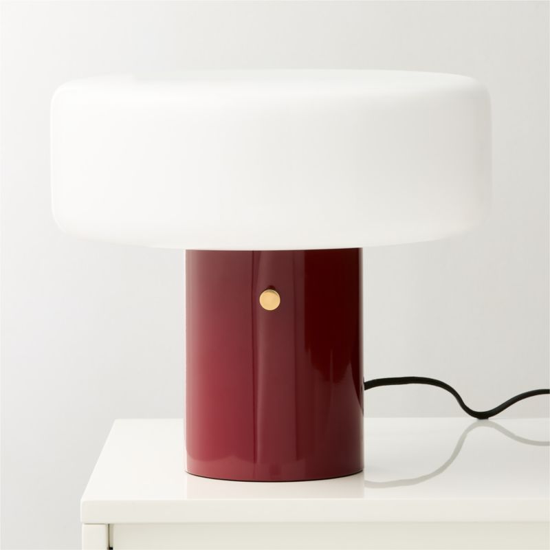 Pill High Gloss Oxblood Red Iron Table Lamp with Glass Shade by Bill Curry - image 1 of 11