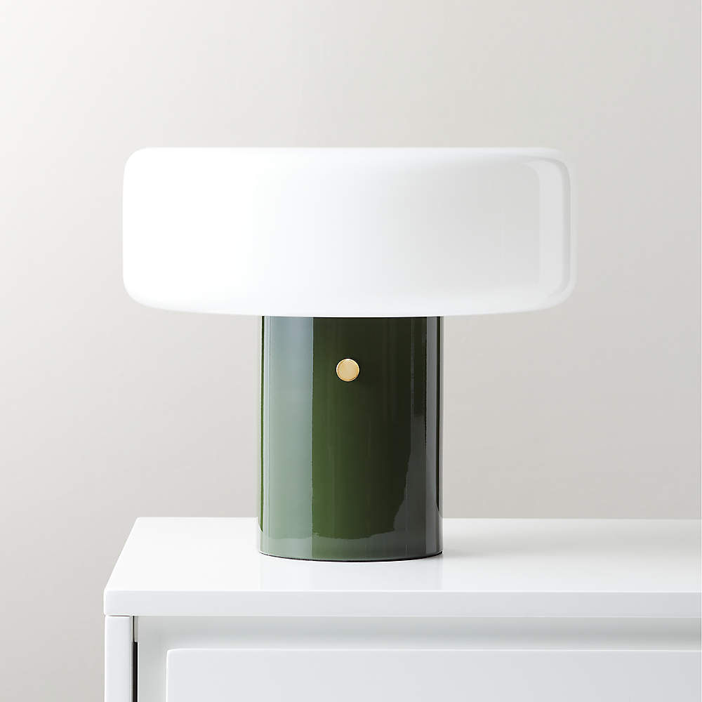 Small table lamp with beige marble opaline lampshade