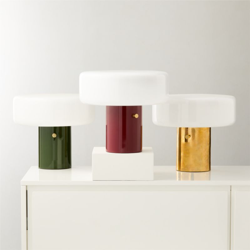 Pill High Gloss Oxblood Red Iron Table Lamp with Glass Shade by Bill Curry - image 3 of 11