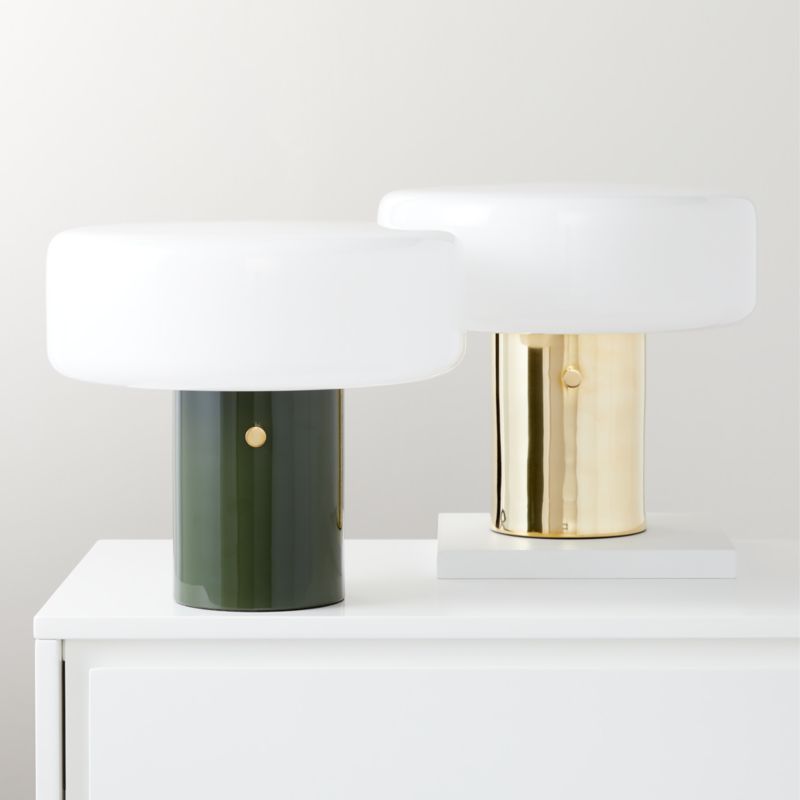 Pill Unlacquered Polished Brass Table Lamp with Glass Shade by Bill Curry - image 4 of 8