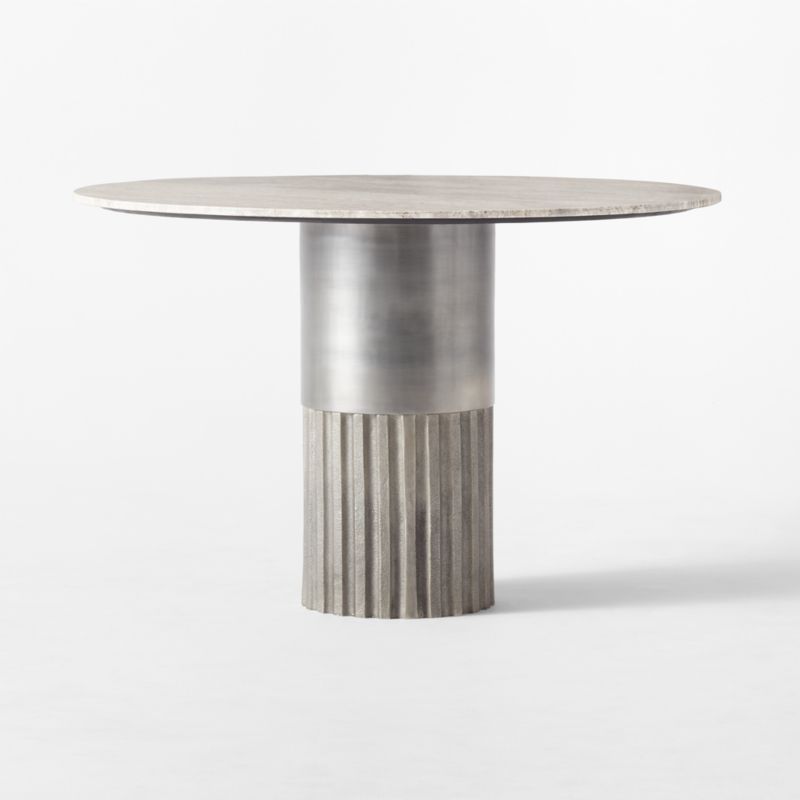 Pillar 47" Grey Travertine Outdoor Dining Table - image 6 of 10