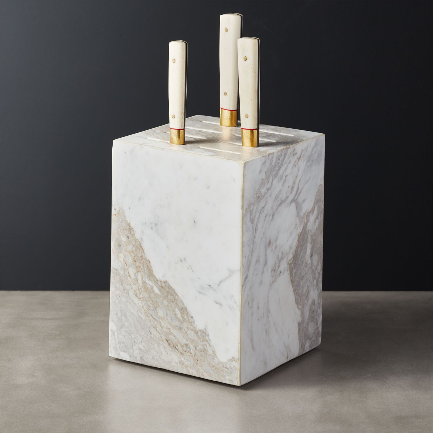 CB2 marble knife block