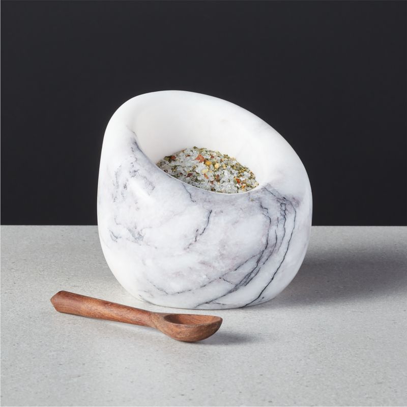 View Pinch Marble Salt Cellar and Walnut Mini Spoon details