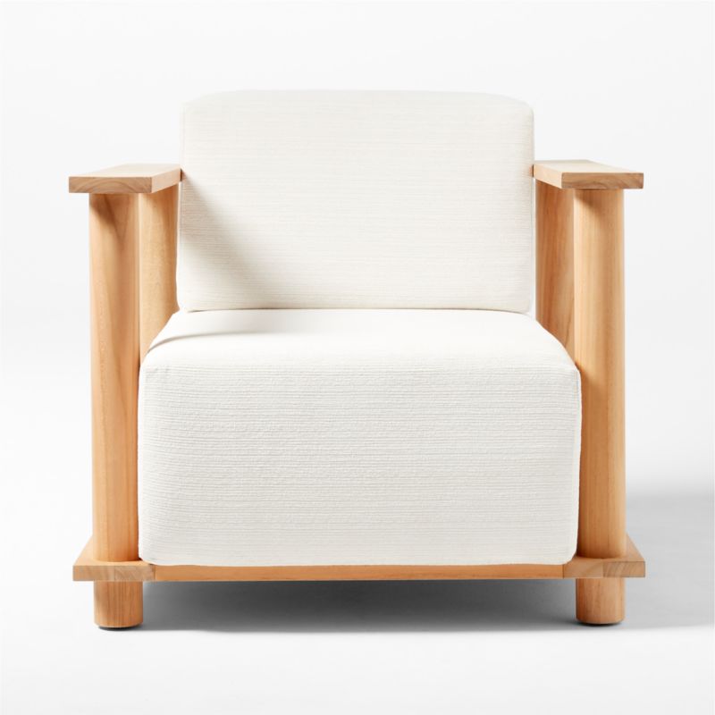 Pinet Teak Outdoor Lounge Chair with Textured Ivory Perennials® Cushions - image 4 of 9