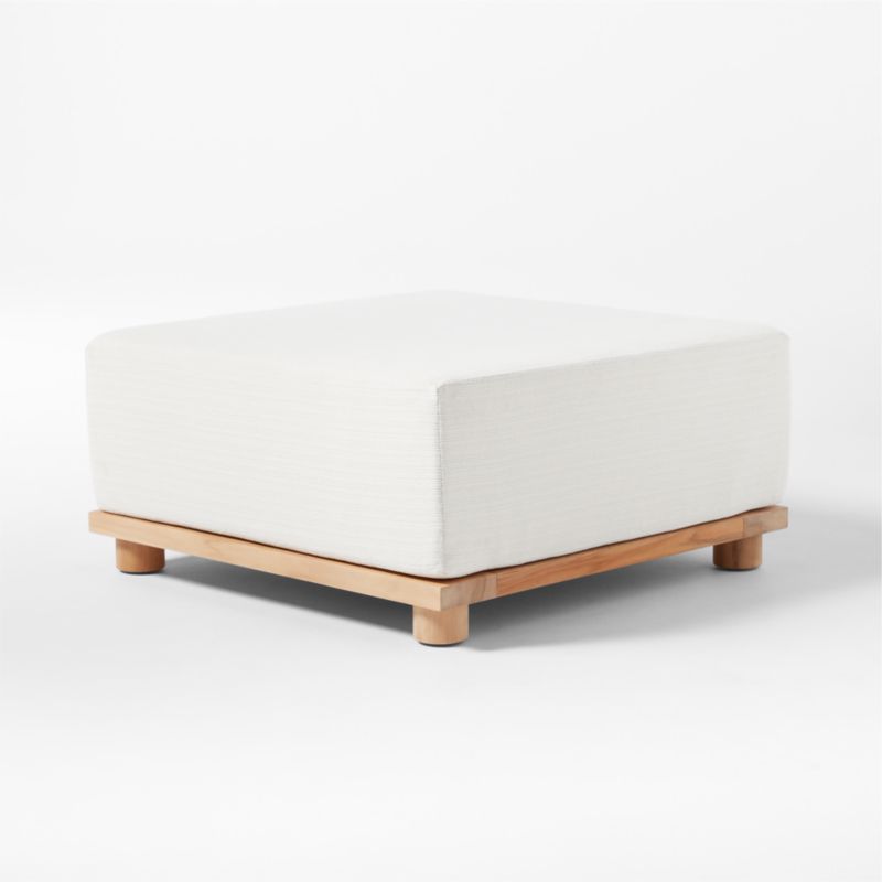 Pinet Teak Outdoor Ottoman with Textured Ivory Perennials® Cushion by Ross Cassidy - image 4 of 6