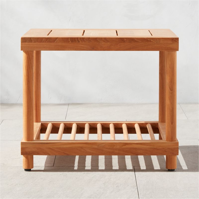 View Pinet Teak Outdoor Side Table by Ross Cassidy details