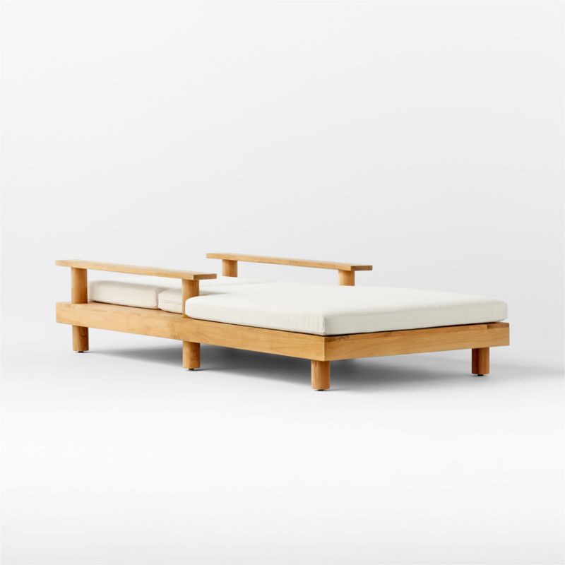 Pinet Teak Outdoor Chaise Lounge with Textured Ivory Perennials® Cushions - image 6 of 10