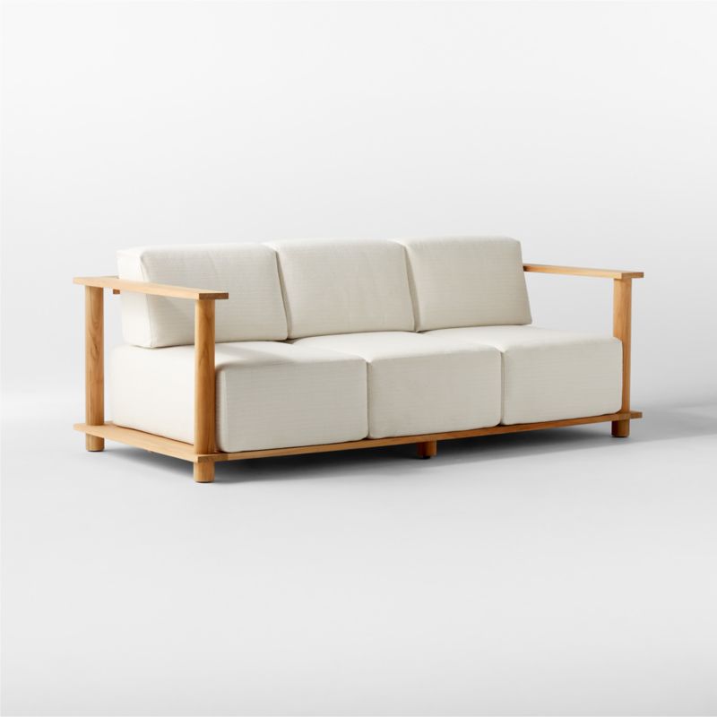 Pinet 84" Teak Outdoor Sofa With Textured Ivory Perennials® Cushions - image 4 of 8