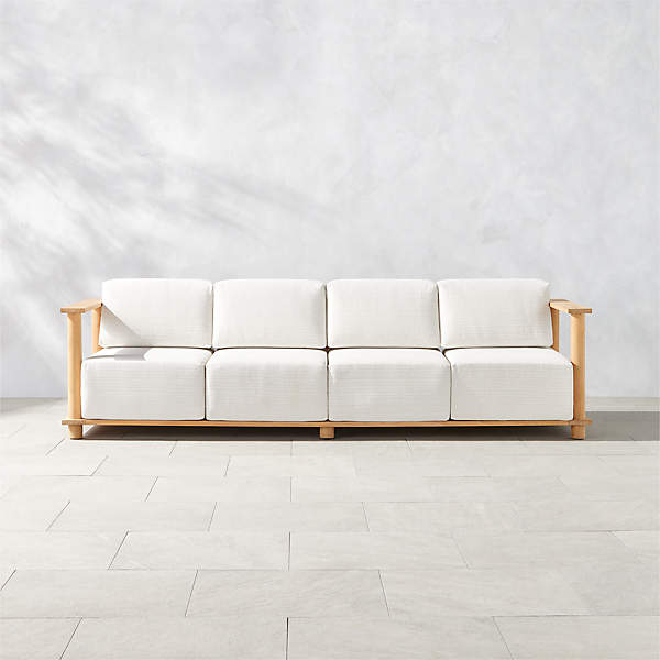 Outdoor sofa best sale with white cushions