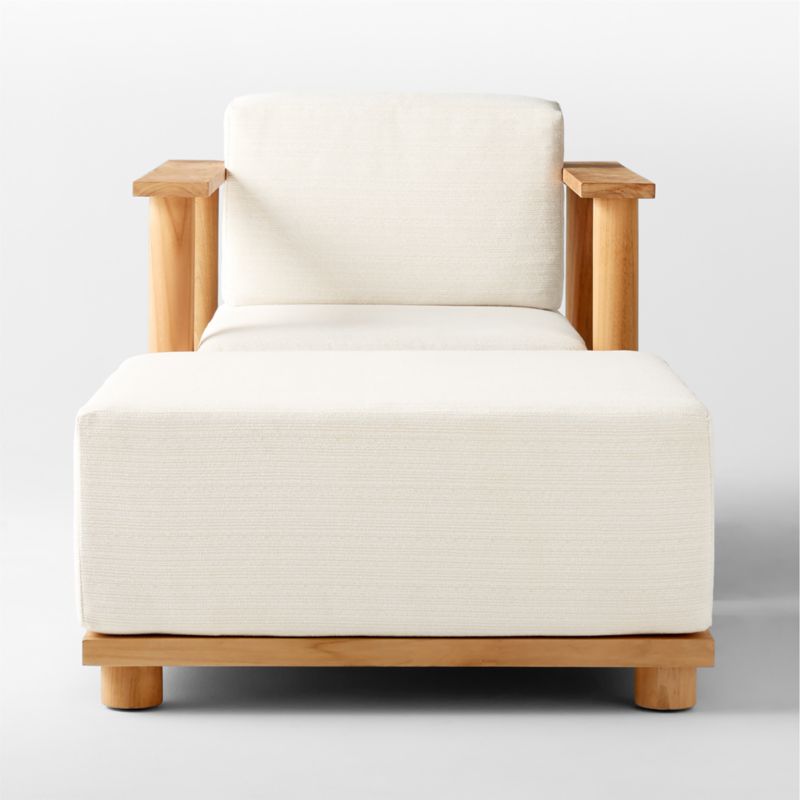 Pinet Teak Outdoor Lounge Chair and Ottoman with Textured Ivory Perennials® Cushions by Ross Cassidy - image 2 of 6