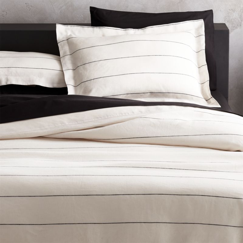 Linen Pinstripe Duvet Cover Full Queen Reviews Cb2