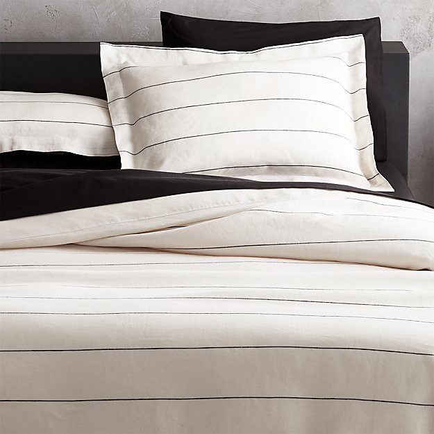 Linen Pinstripe Bedding CB2