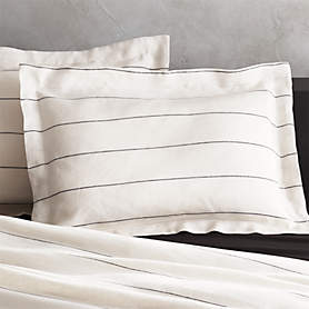 Set Of 2 Pillow Shams Oversize King White Pinstripe Cotton Poly By Koni 40 X 28 