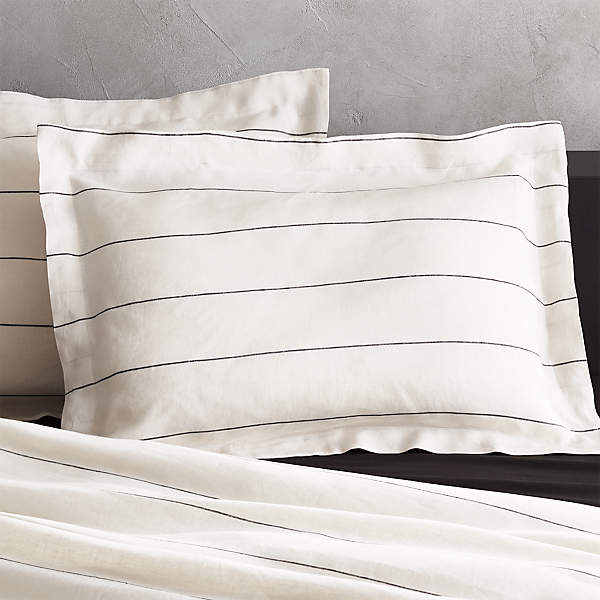 pinstripe linen duvet