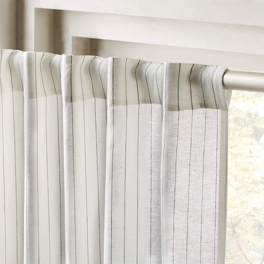 Pinstripe White/Black Curtain Panel 48 