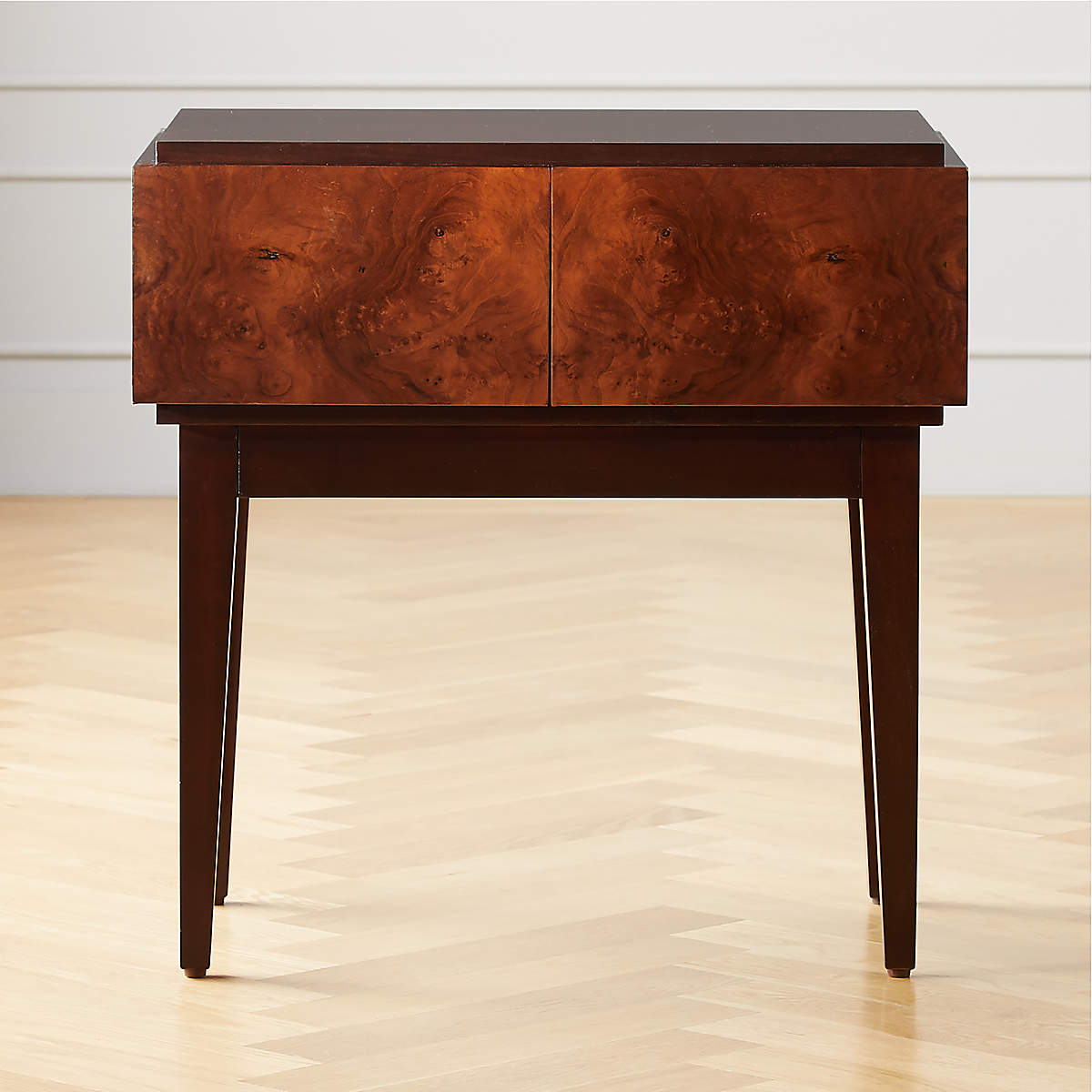 Piper Burled Walnut Nightstand CB2 Canada
