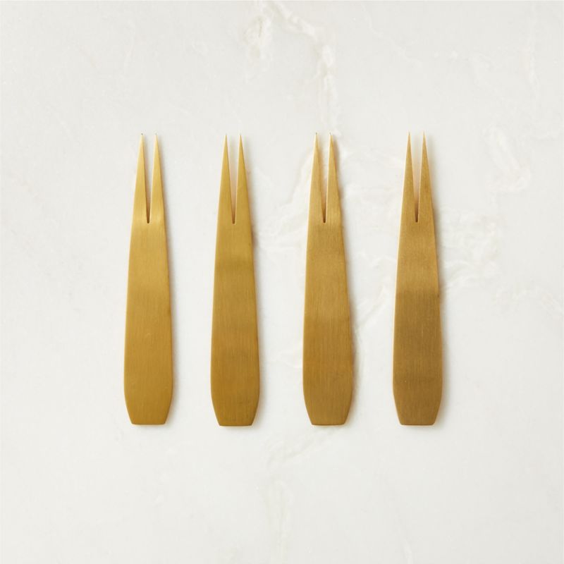 View Piton Gold Cocktail Forks Set of 4 details