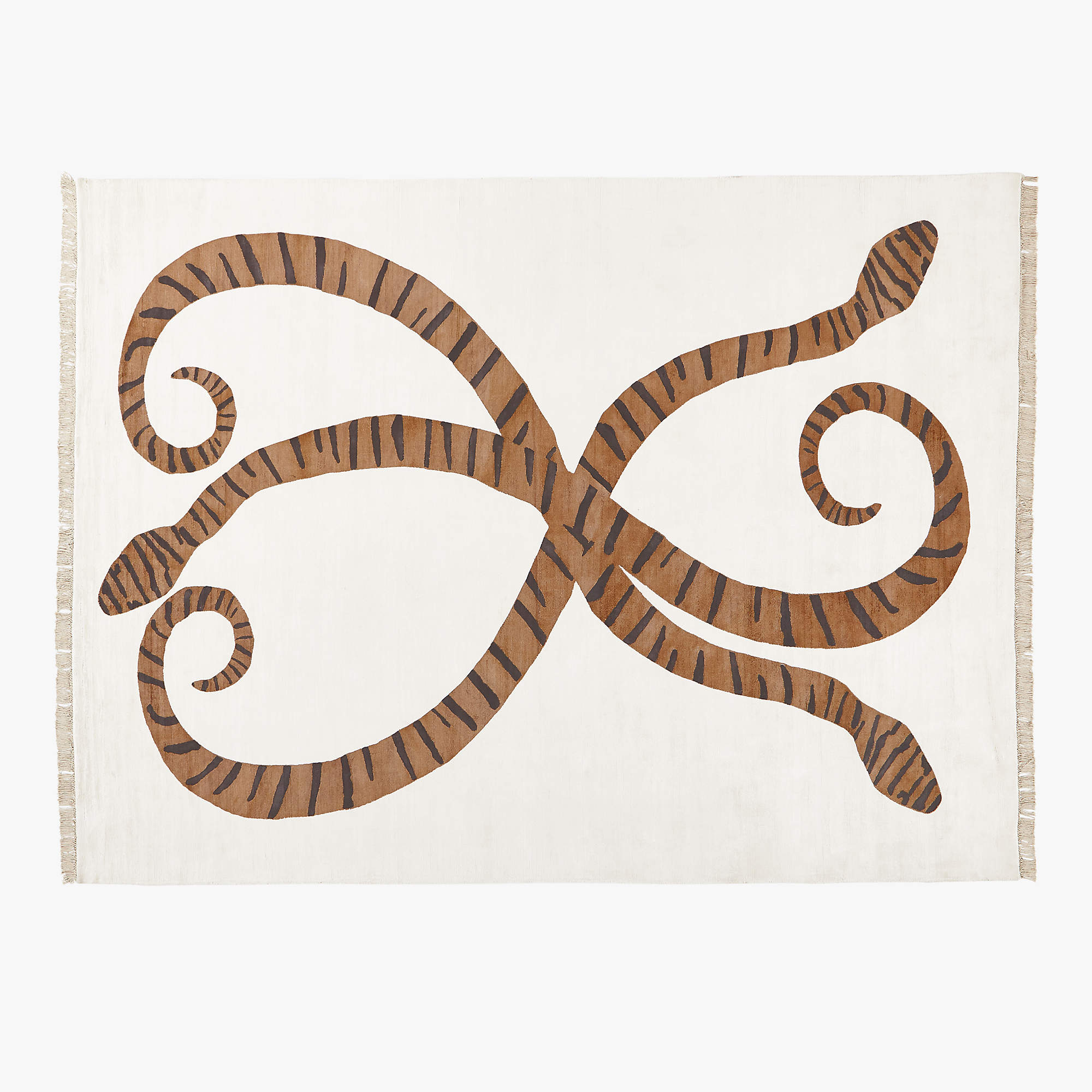 Pitone Modern Handloomed Viscose Ivory Snake Area Rug 9'x12' + Reviews CB2