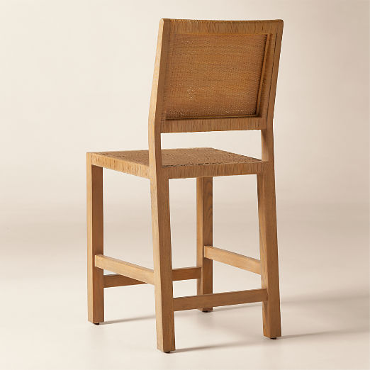 Plait Ash Wood and Woven Rattan Counter Stool