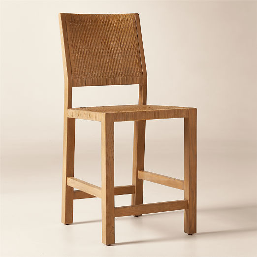 Plait Ash Wood and Woven Rattan Counter Stool