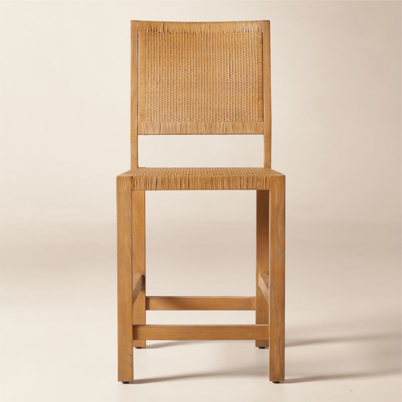 Viewing product image Plait Ash Wood and Woven Rattan Counter Stool - image 1 of 5