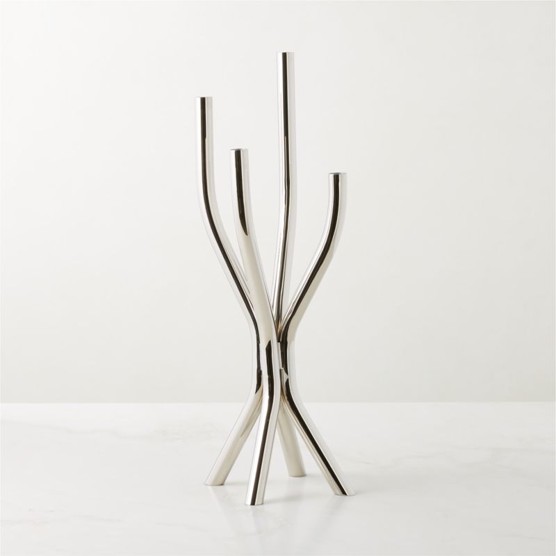 Plata Modern Silver Multi Taper Candle Holder + Reviews CB2 Canada