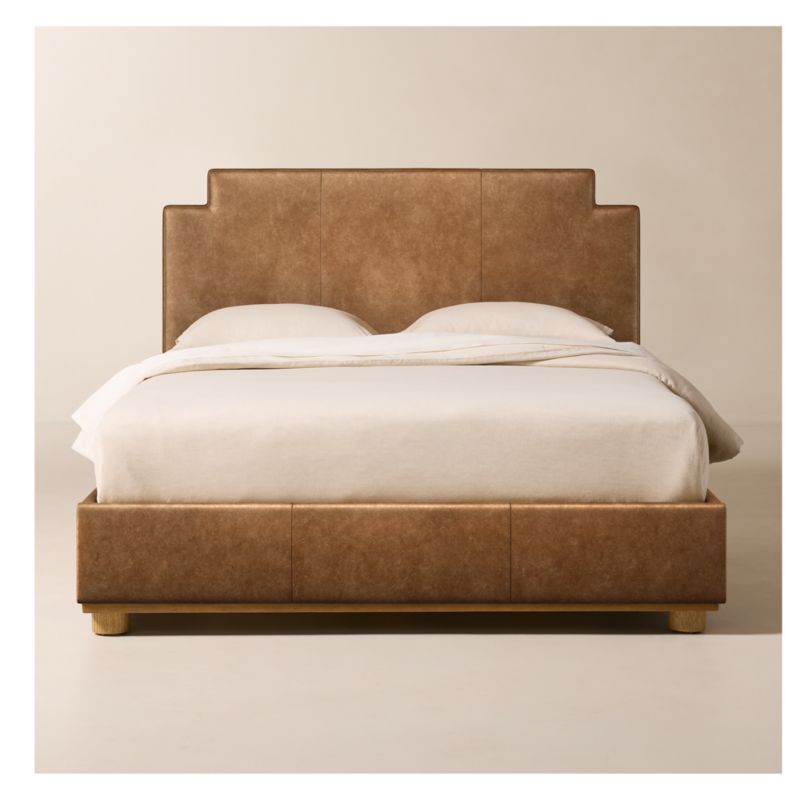 Plaza Bello Saddle Leather Upholstered Queen Bed - image 0 of 1