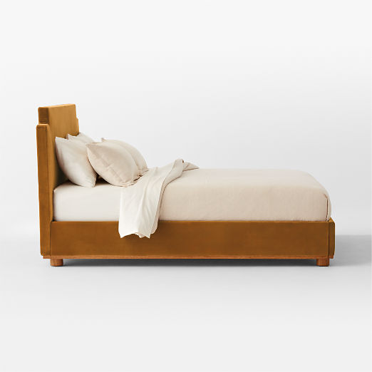 Plaza Smoked Amber Velvet Upholstered King Bed