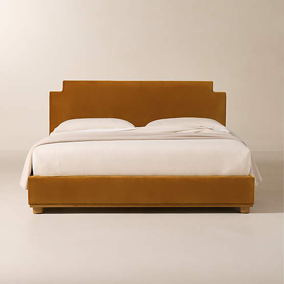 Plaza Smoked Amber Velvet Upholstered King Bed