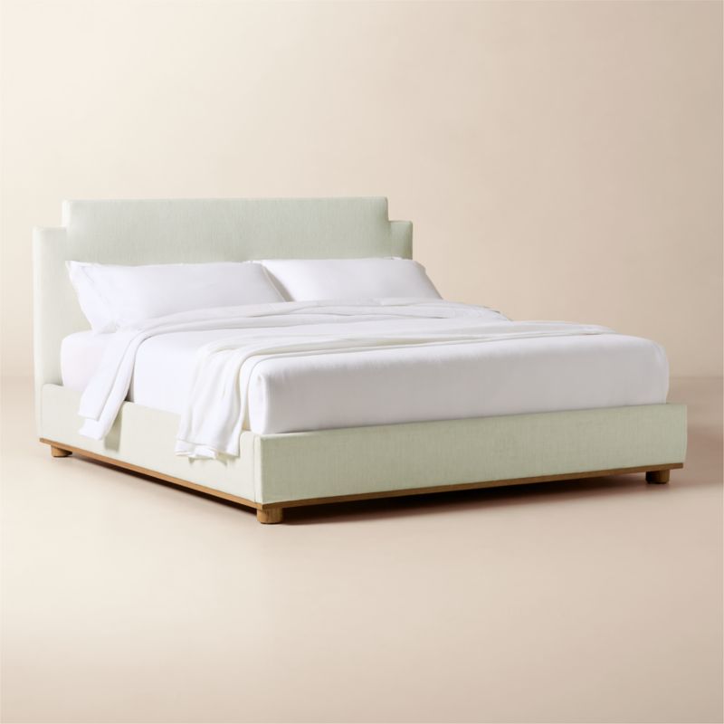 Plaza Warm White Upholstered King Bed - image 2 of 6