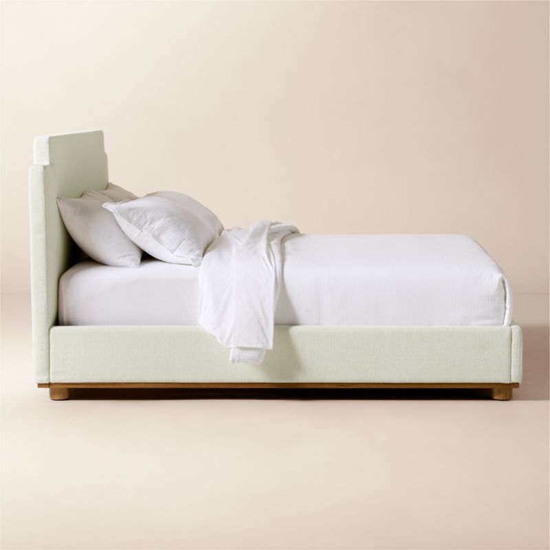 Plaza Warm White Upholstered King Bed - image 3 of 6