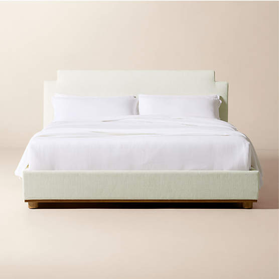 Plaza Warm White Upholstered King Bed