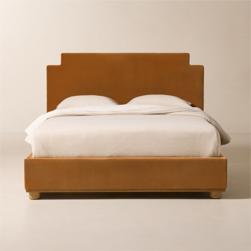 Plaza Smoked Amber Velvet Upholstered Queen Bed - image 0 of 7